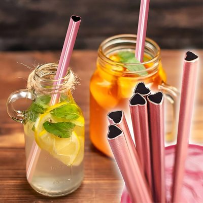 Romantická ružová slamka v tvare srdca určená na opakované použitie | HEARTSTRAW