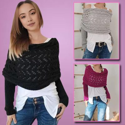 Pletený šál s rukávmi | KNITKA